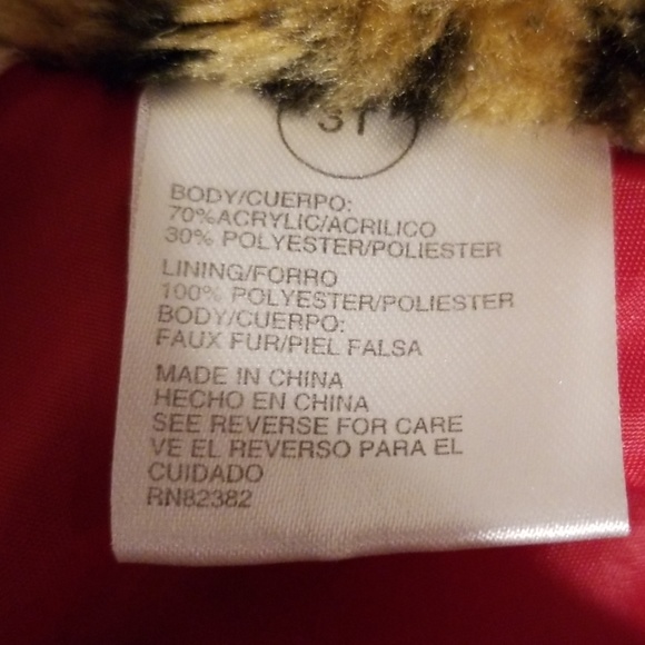 Size 3T Leopard Print Faux Fur Coat - Picture 5 of 6